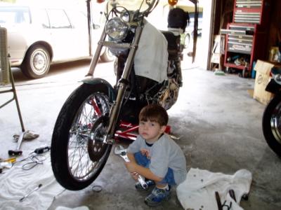 Working on Grandma's Harley